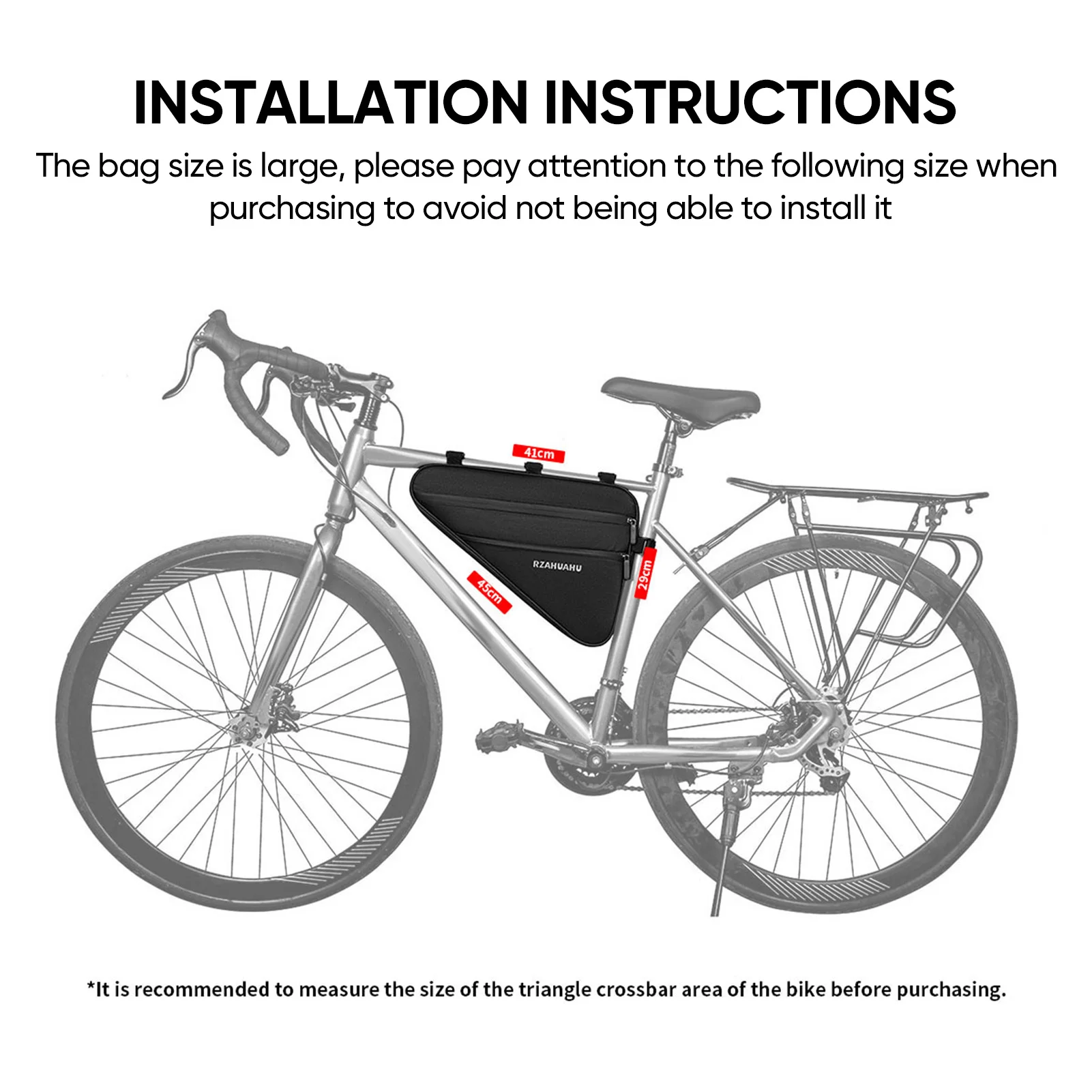 Bolsa para cuadro triangular de bicicleta, paquete de almacenamiento de herramientas de seguridad de conducción nocturna reflectante de 2,3 L, bolsa para bicicleta - imagen 4