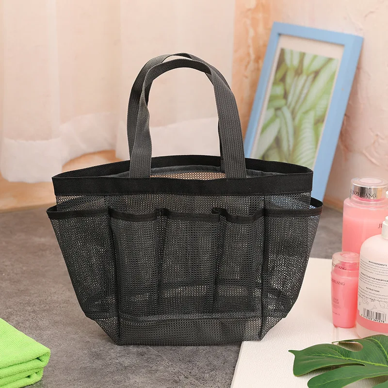 Bolsa de almacenamiento de malla de gran capacidad, bolsa de lavado de malla cosmética portátil, cesta de baño, bolsa de viaje multifuncional para acampar al aire libre - imagen 2