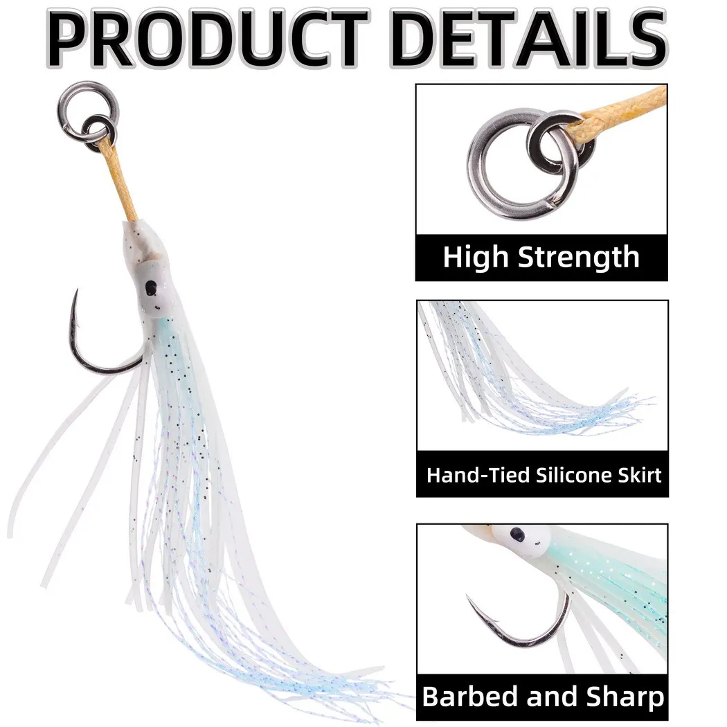 10 unids/lote corbata Seda brillante pesca en el mar placa de hierro anzuelo de pesca con púas accesorios de pesca al por mayor - imagen 5