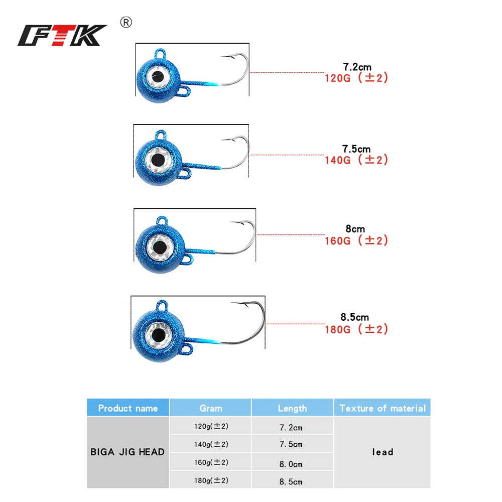 FTK Jig Head lubina con ojo 3D – Swimbait agua salada - imagen 5