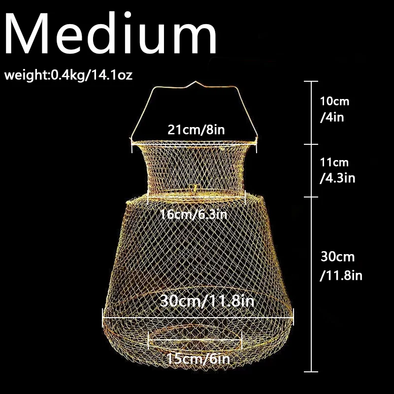 25/30/33cm atrapa peces fácilmente con la Goture's portátil plegable alambre de acero red de pesca jaula herramientas de pesca accesorios de pesca - imagen 5