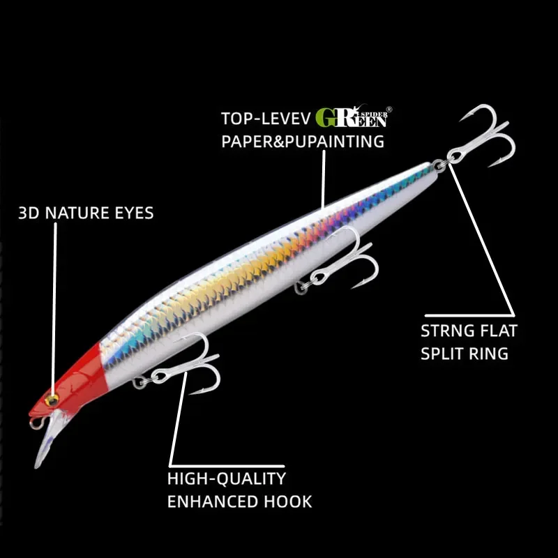 Señuelos de pesca de pececillo que se hunden, 140mm, 26g, 160mm, 32g, Wobblers, Jerkbait, cebo duro Artificial, lubina, aparejos de pesca de agua salada - imagen 4
