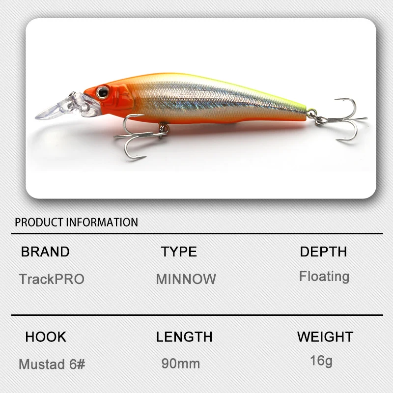 TacklePRO-M82 Señuelo de pesca profesional Minnow, aparejos de pesca, cebo para lubina, aparejos de pesca, Wobblers de natación, calidad, 90 mm, 16 g, 1 m - imagen 2