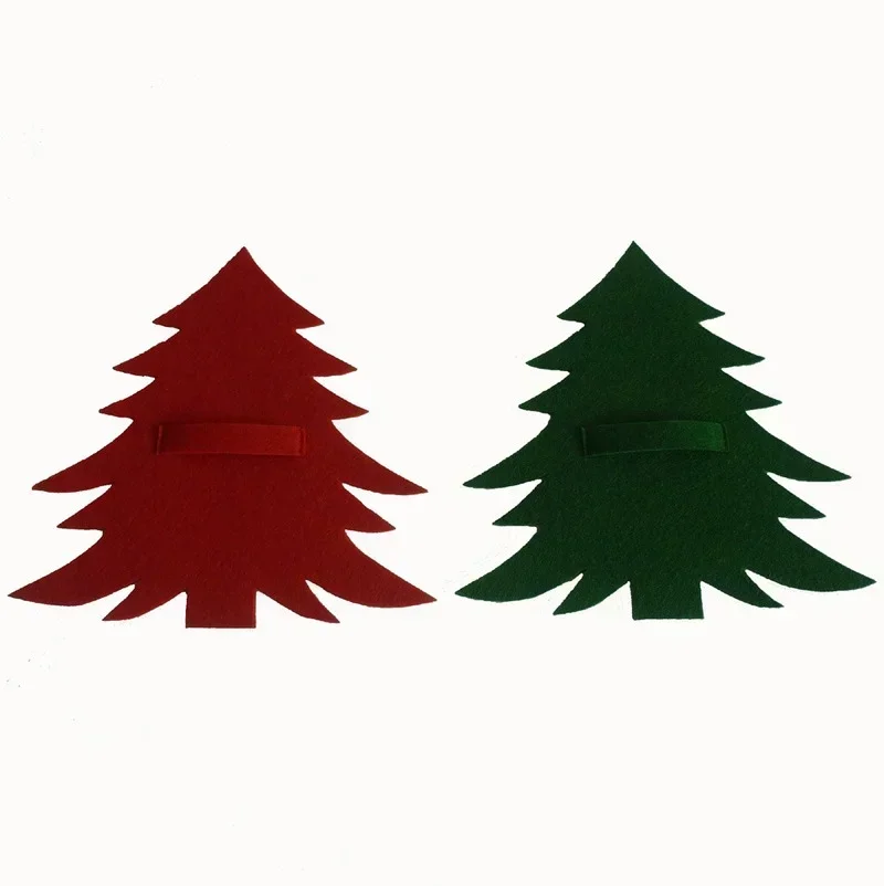 Juego de cubiertos de árbol de Navidad rojo y verde, tapete para cuchillo y tenedor, artículos de decoración de mesa, suministros de conveniencia para el hogar - imagen 2