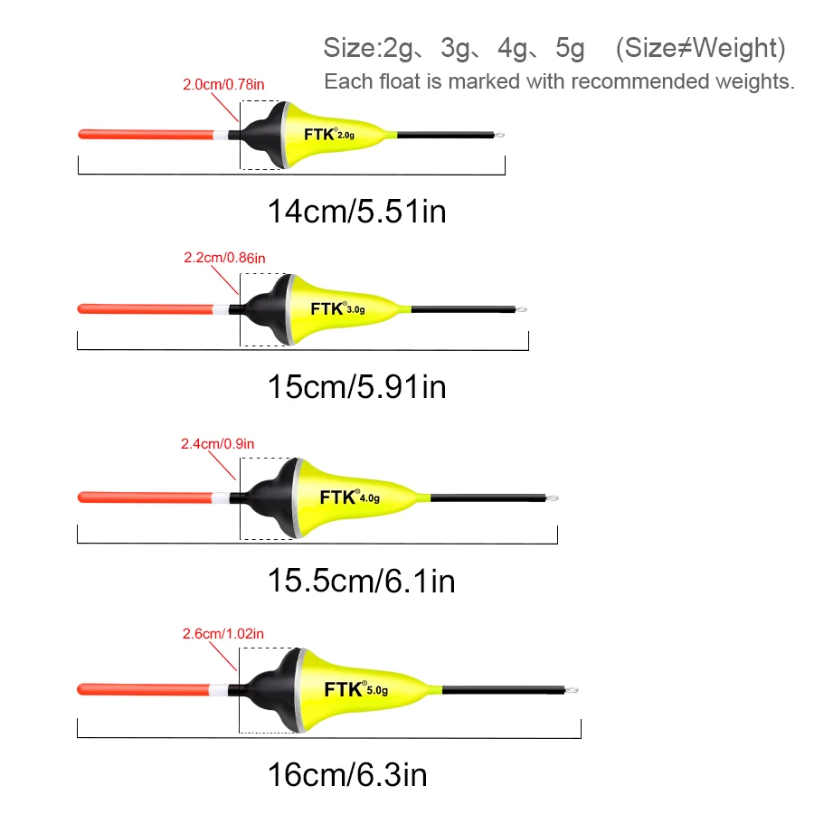 FISH KING 5 unids/pack flotador de pesca Size2-5g 14-16cm flotador de abeto Barguzinsky boya Vertical flotador de pesca Bobber aparejos de pesca - imagen 2