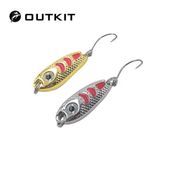 OUTKIT 1 Uds Señuelos de Pesca Wobbler Spinner cebos Mini cucharas lubina Artificial lentejuelas duras Paillette Metal acero gancho aparejos señuelos