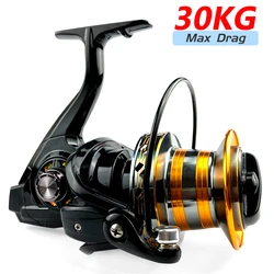 Carrete de Pesca giratorio de tiro largo serie 9000/10000/12000, rueda de Pesca de Surf, arrastre máximo de 30KG, carrete de arrastre grande para agua salada