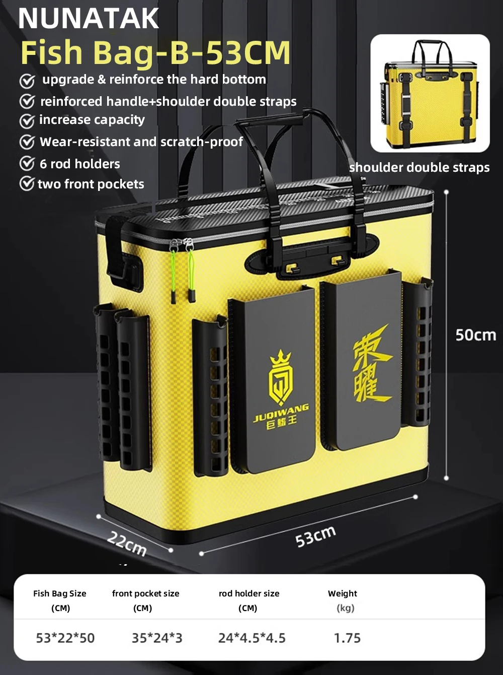 NUNATAK, nuevo cubo para pesca en vivo de gran capacidad, bolsa gruesa de doble hombro, cubo para pescado, barril de pesca de almacenamiento multifuncional - imagen 2