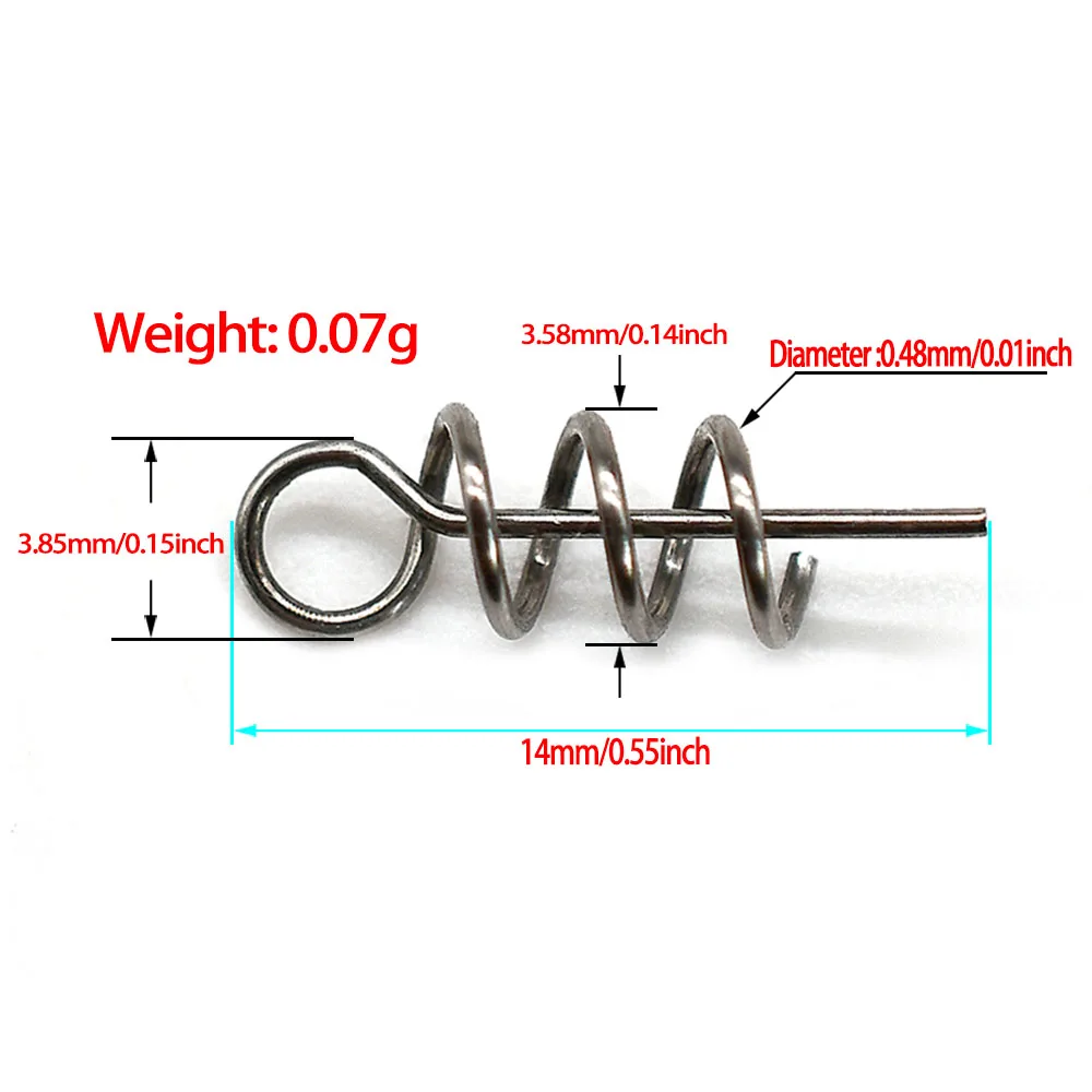 50 unids/pack de aguja de pasador de bloqueo de resorte de acero inoxidable, señuelo suave, manivela de gusano, gancho de manivela, aguja de pasador de bloqueo de resorte - imagen 5
