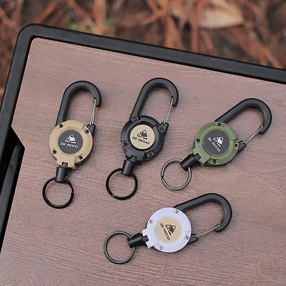 Mosquetón de carrete de cuerda de alambre de acero, llaveros de tracción elásticos de alta resistencia, mosquetón retráctil, hebilla de cuerda de alambre de acero - imagen 2