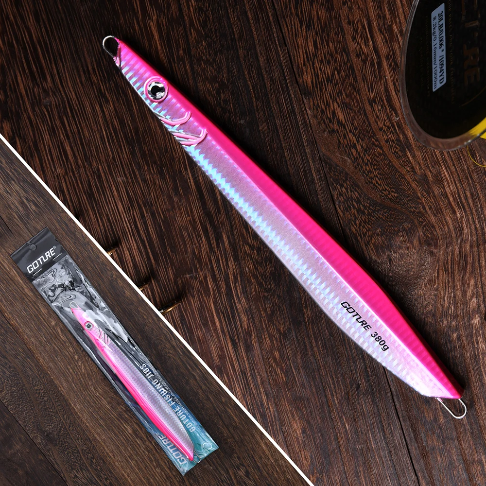 Goture-señuelo de pesca Jigging de Metal electrochapado, 300g/380g/400g/510g, cebo de velocidad de lanzamiento lento - imagen 5