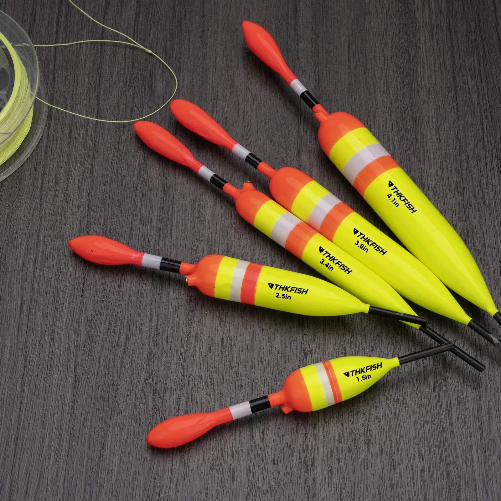 THKFISH 5 uds flotadores de pesca de madera 1,5 pulgadas 3,4 pulgadas 4,1 pulgadas Bobbers antideslizantes de pesca boyas flotador antideslizante para tipo de pez, lubina, bagre - imagen 5
