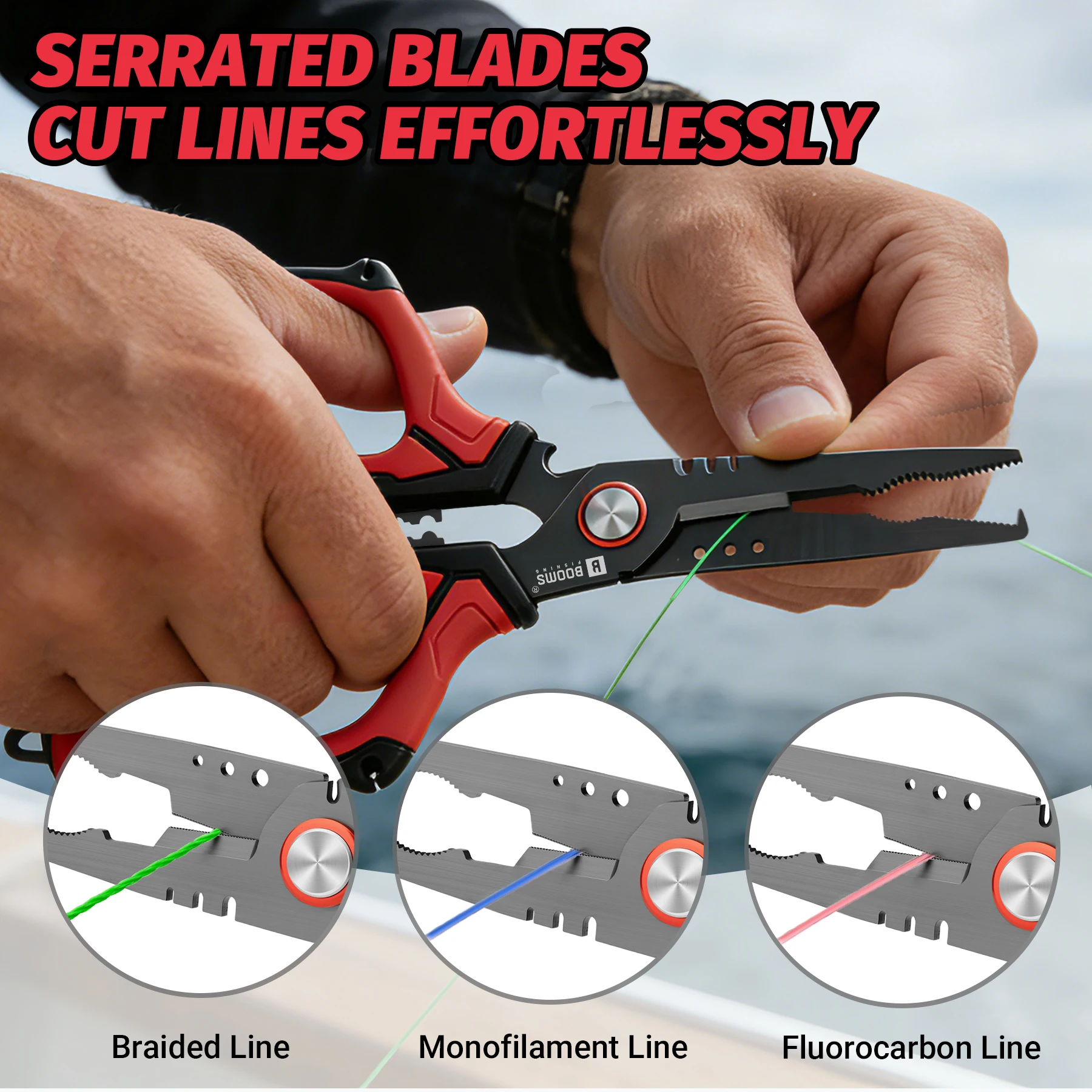 Alicates multifunción Booms Fishing H07 inox para pesca marina - imagen 2