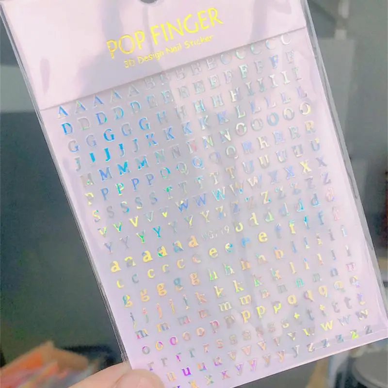 Pegatinas con pegamento trasero para uñas, pegatinas con letras del alfabeto, texto y números, 1/2 piezas - imagen 2