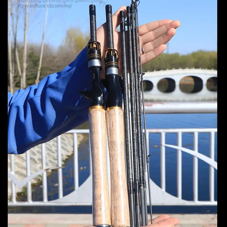 Caña de pescar ultracorta de fibra de carbono, caña de pescar superdura de viaje, multisección, Spinning/casting, 1,8 M/2,1 M/2,4 M - imagen 4