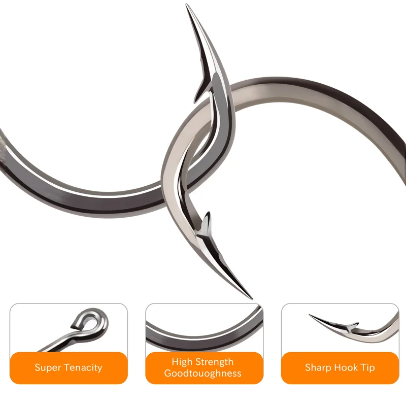 ZYZ 3-8 unids/bolsa anzuelos de pesca anzuelos de acero inoxidable atrevidos anzuelos de espacio ancho Ideal para peces grandes de agua dulce y salada - imagen 4