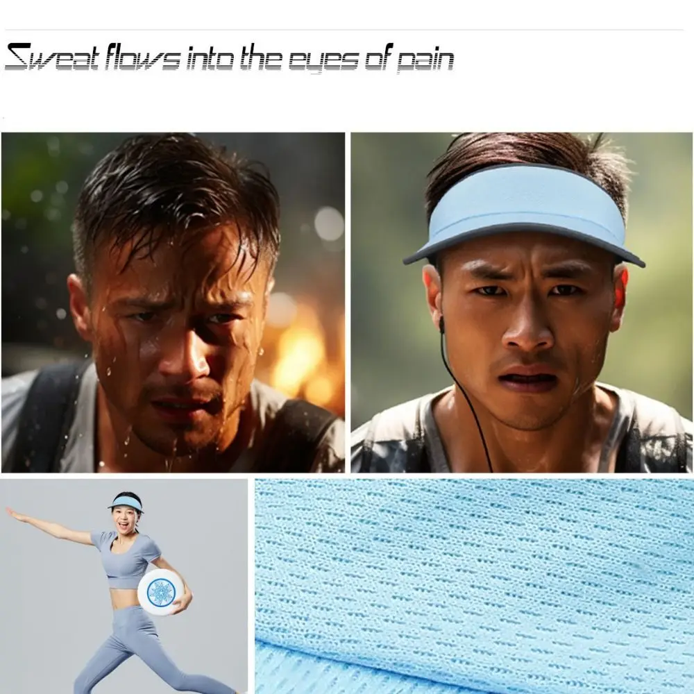 Nuevos sombreros transpirables con visera para el sol de verano, protección UV, gorra con protección solar de secado rápido, gorra de tenis sólida ajustable para hombres y mujeres - imagen 2
