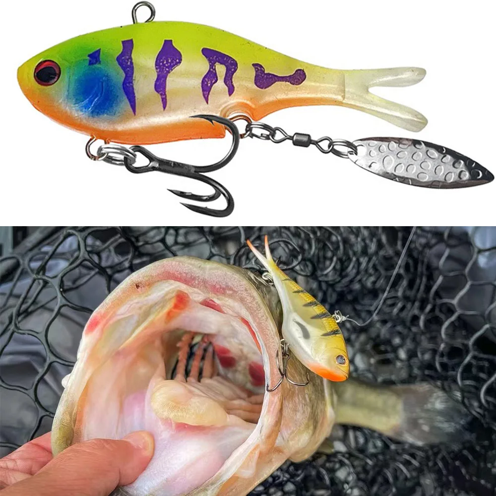 Topwater-cebo de pesca suave, plantilla de señuelo VIB suave, aparejos de pesca Swimbait de silicona para trucha, Lucio y lubina, 5,5g6,5g11g14g - imagen 4