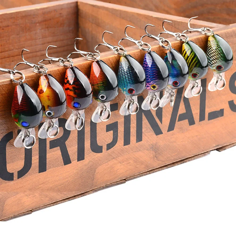 Nueva pesca de carpa Wobbler CrankBait BKK gancho único Rock Luya láser falso señuelo pequeño hombre gordo agua flotante 3,3 CM/2G - imagen 3