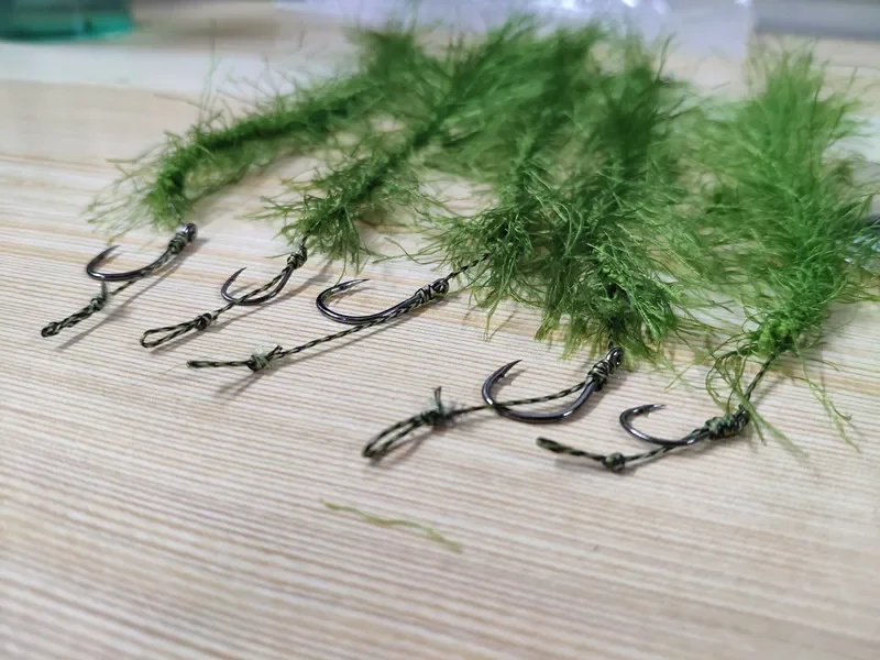 Línea de pesca de carpa de 5M, línea de hierba realista para aparejo de pelo de carpa, hooklink imita la línea de pesca de alambre de hierba natural - imagen 3