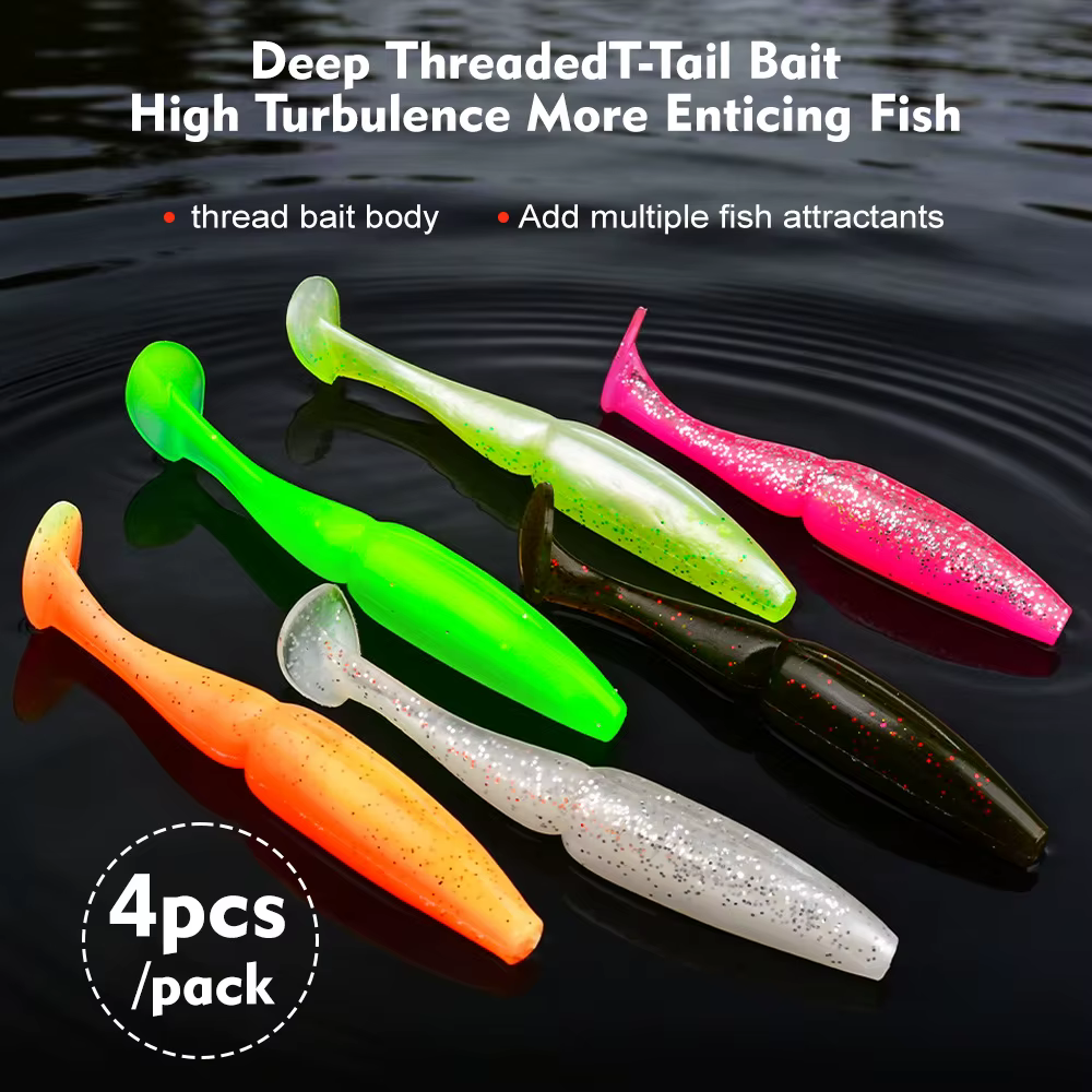 Señuelo de Pesca de 10cm y 12g, cebo de silicona suave para lubina, cola Isca T, cebo Artificial, Wobbler para Pesca de carpa y Lucio, 4 Uds. - imagen 3