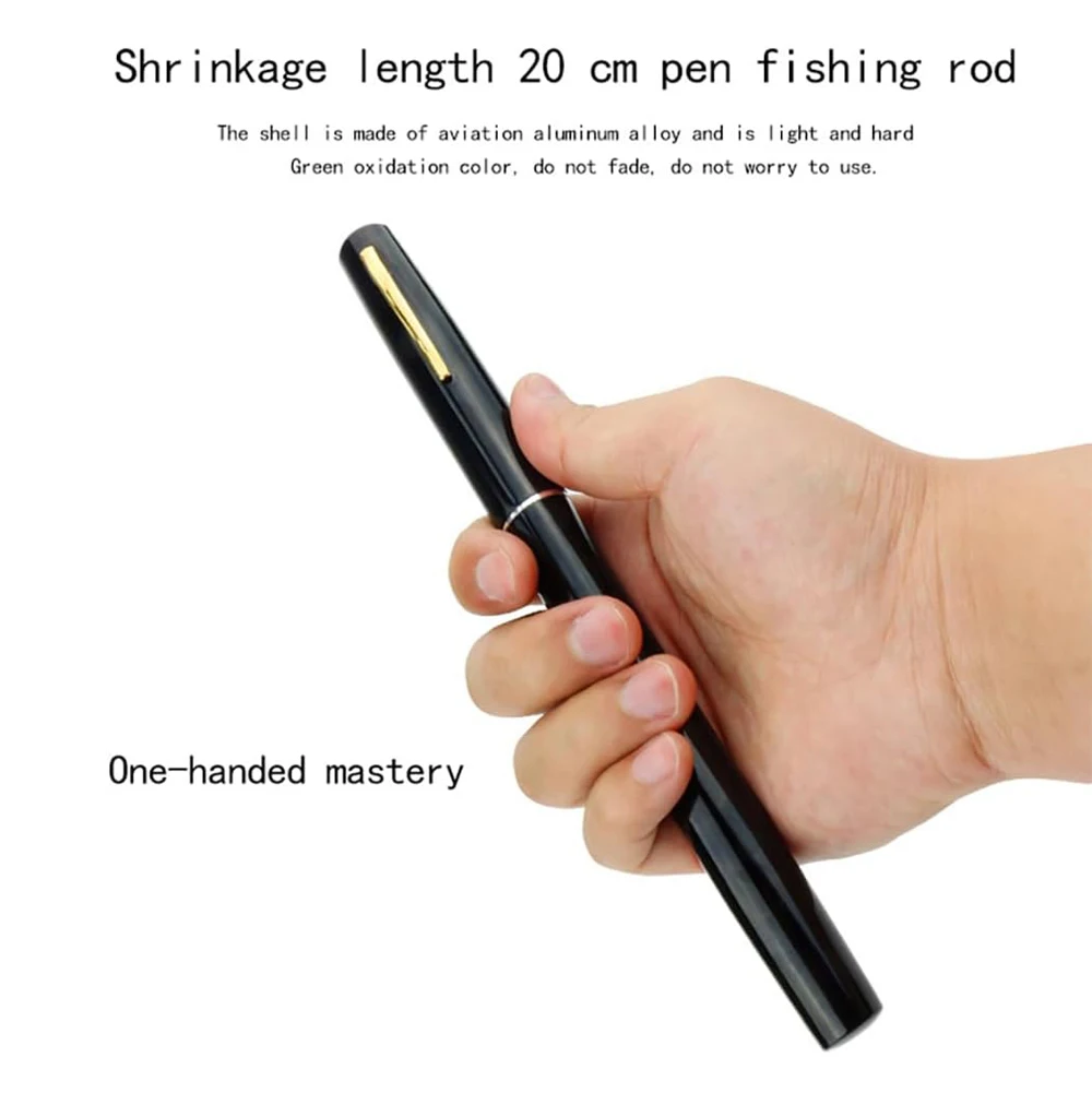Caña de pescar con forma de bolígrafo de bolsillo portátil, Kit de carrete giratorio, Mini caña de pescar en hielo, invierno al aire libre, accesorios para peces con juego de carretes - imagen 4