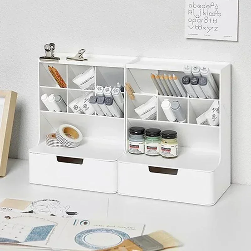 Organizador escritorio nórdico – Portaplumas oblicuo con almacenaje - imagen 4