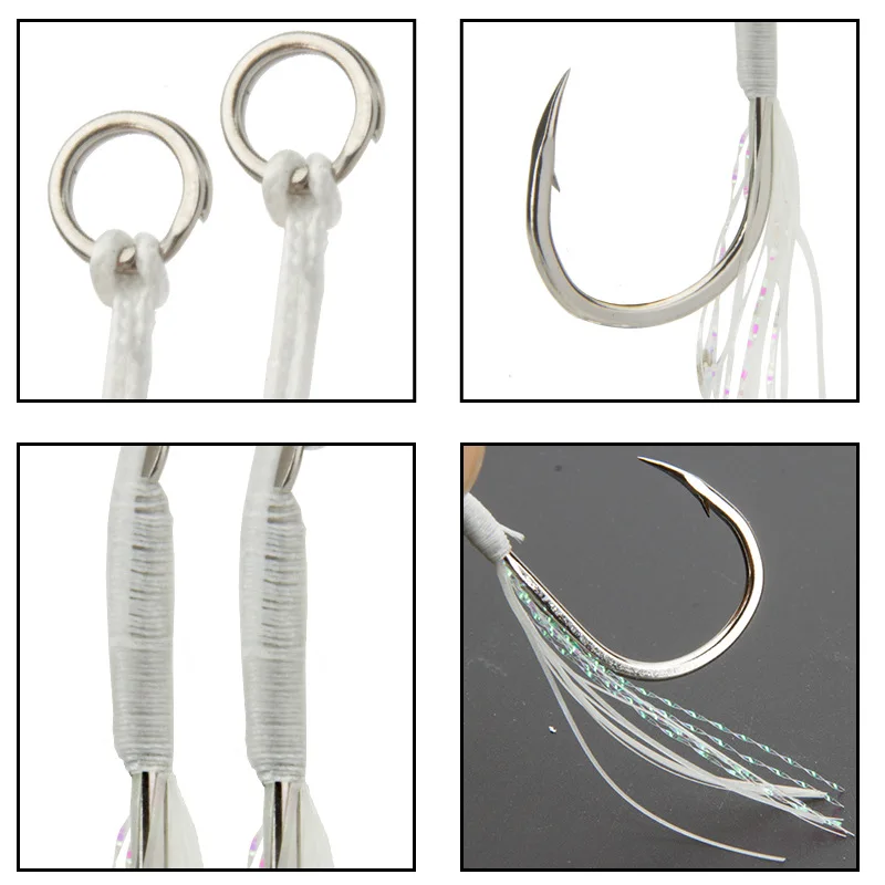 Anzuelo luminoso Jigbait con púas, anzuelo auxiliar con placa de hierro y lana, individual, doble, disperso, agua salada - imagen 4