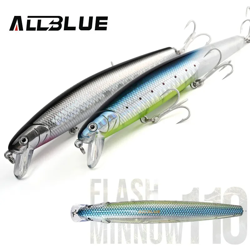 ALLBLUE-señuelo de pesca de 110mm, 5/8oz, Jerkbait, Wobbler, suspensión lenta, cebo Artificial de plástico, aparejos de lubina y Lucio - imagen 5