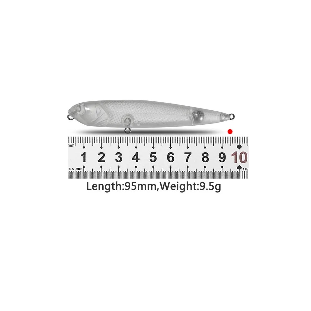 Señuelo CF sin pintar DIY lápiz flotante 95mm 9,5g 6 uds señuelo de pesca ABS plástico cebo Billet - imagen 2