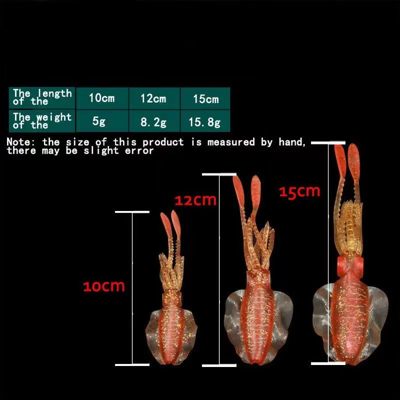 Señuelos de pulpo de plástico suave para pesca, cebo con falda de calamar que brilla en la oscuridad, cebo de pesca luminoso para curricán - imagen 4