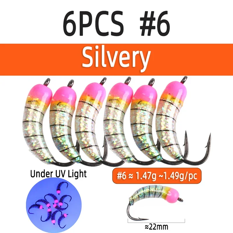 6pcs Silvery size 6