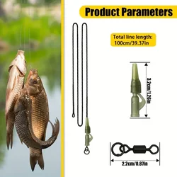 Línea líderes de pesca Leadcore con clip de cambio rápido y líder de clip híbrido, nailon duradero para aparejo de cabello, diseño ligero y fuerte