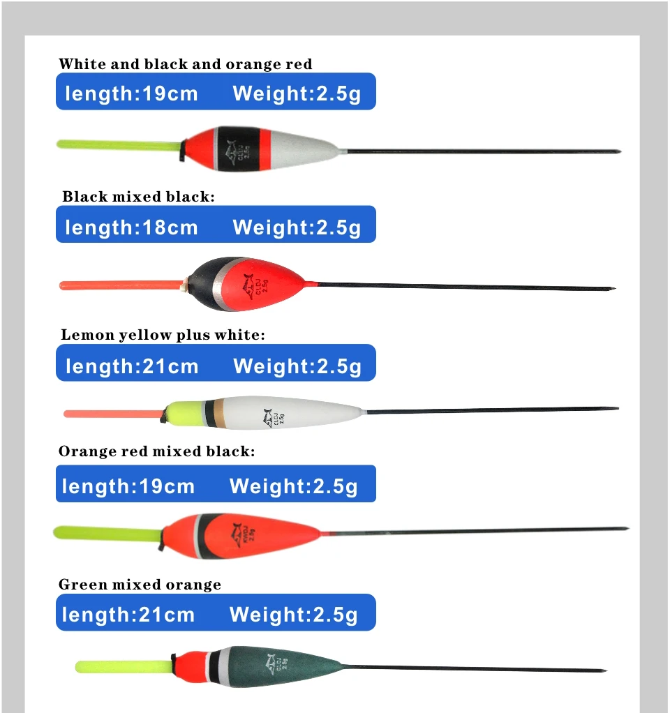 ORJD-boya Vertical de pesca, Kit de accesorios de pesca, 2,5g/3g/4g/5g, 10 unidades por juego - imagen 5