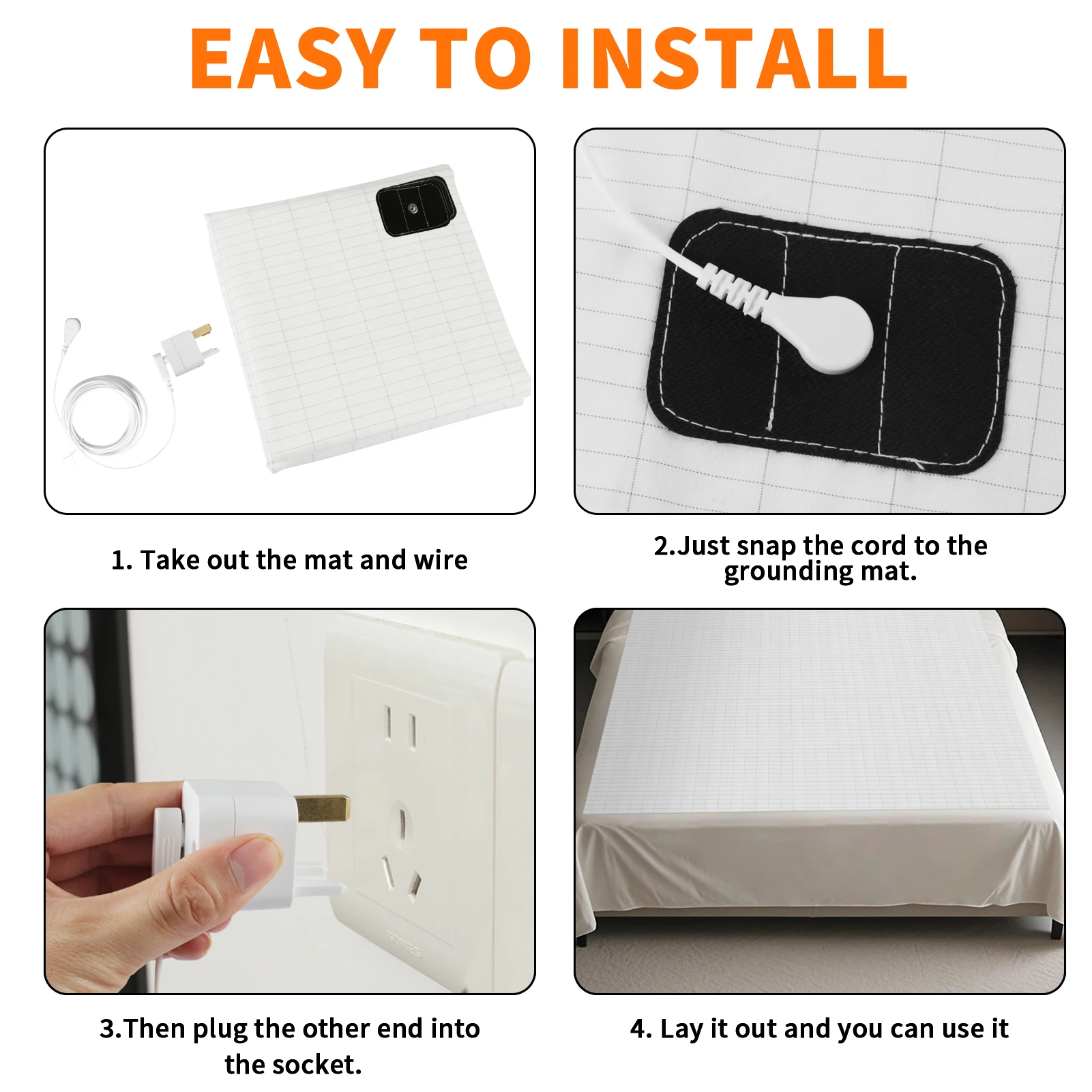 Sábana de conexión a tierra estera de conexión a tierra con 10% fibra de plata y 90% algodón orgánico bienestar natural estera de energía de tierra saludable - imagen 5