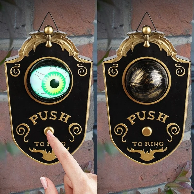 Timbre colgante luminoso, decoraciones embrujadas, accesorios de terror, ojos espeluznante, luces de sonido para Halloween - imagen 5