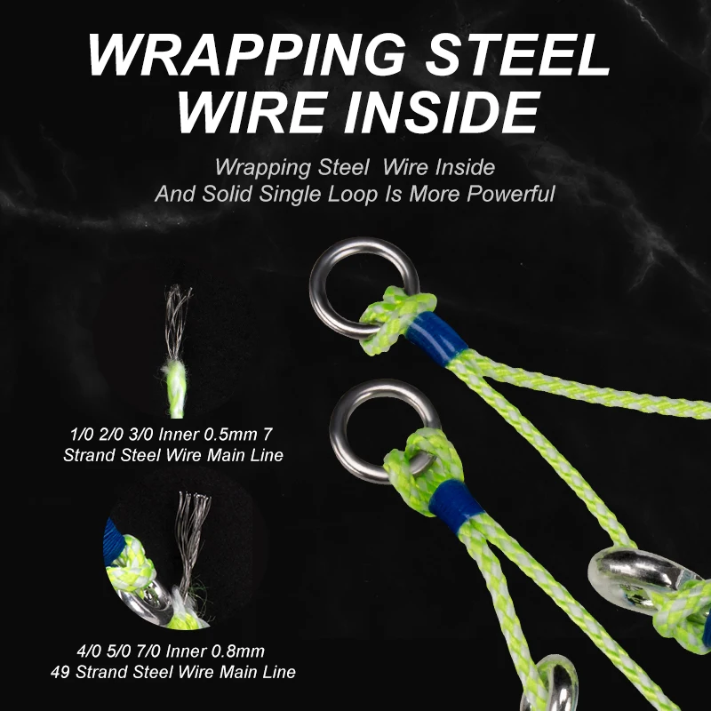 OBSESSION HK035 10 unids/bolsa 8062 anzuelo de pesca de acero rico en carbono plantillas fundidas anzuelo de asistencia alambre de plumas brillantes anzuelos de asistencia de doble plantilla - imagen 4