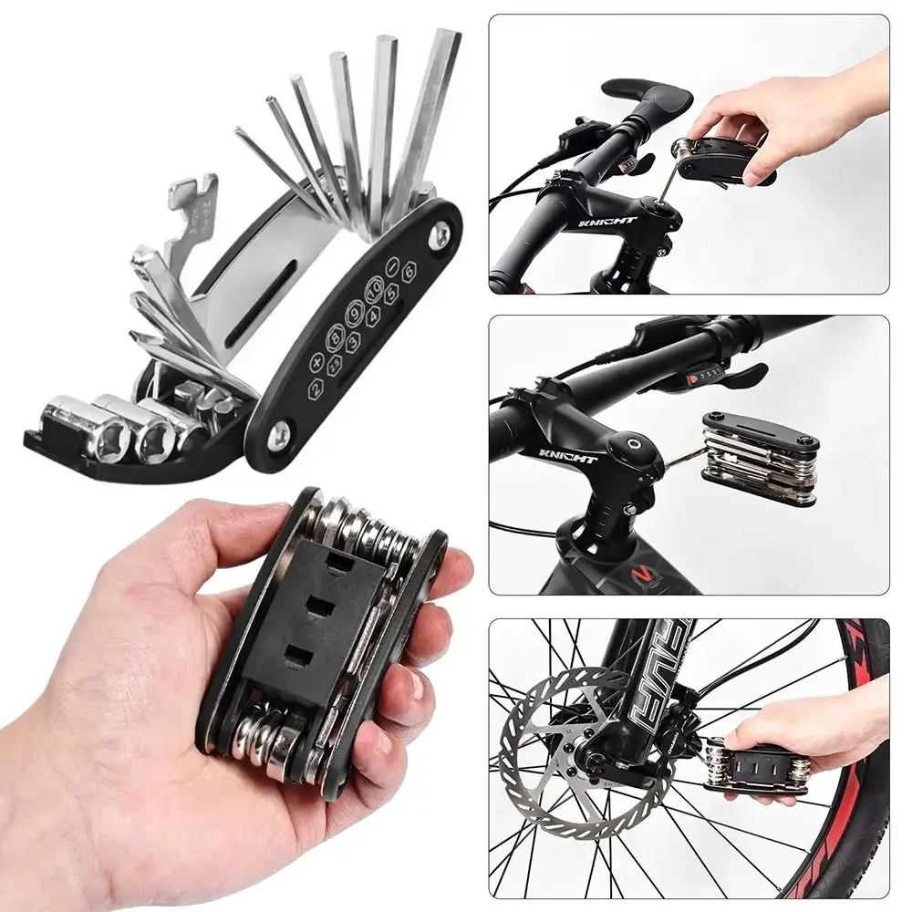 Herramientas duraderas 16 en 1 para bicicleta de montaña, llave Allen portátil para bicicleta de carretera, juego de herramientas de reparación de bicicletas de bolsillo de acero, 1 Uds.