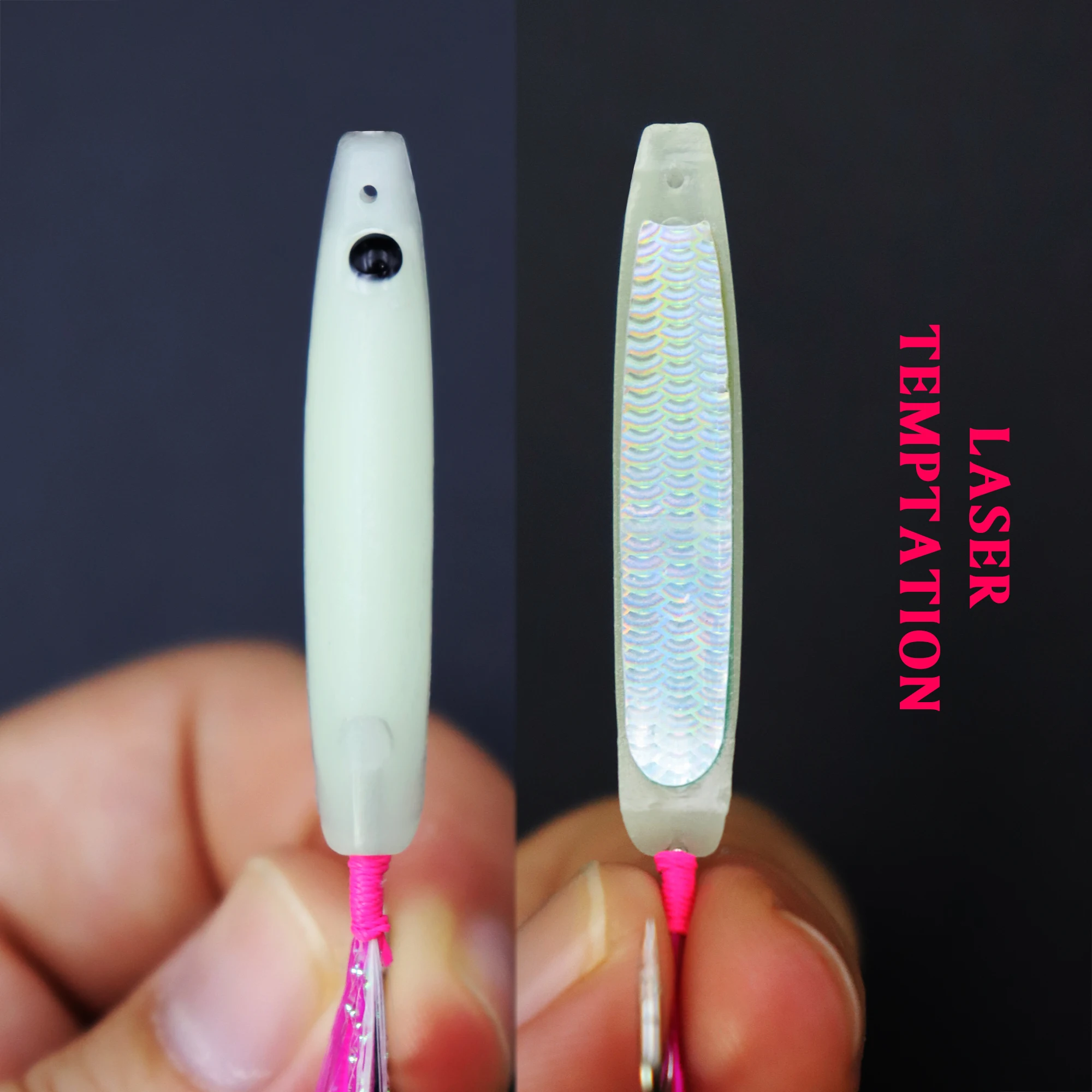 ZYZ-ganchos de cuerno de arco para pesca con curricán, 2 uds., 4CM, plantilla de plumas brillantes, anzuelos a juego, cebo Topwater, aparejos de pesca de mar - imagen 4