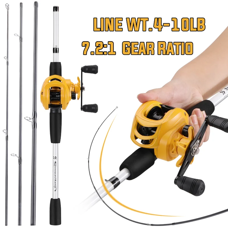 Caña de fibra de carbono Sougayilang con carrete Baitcasting para carpa - imagen 2