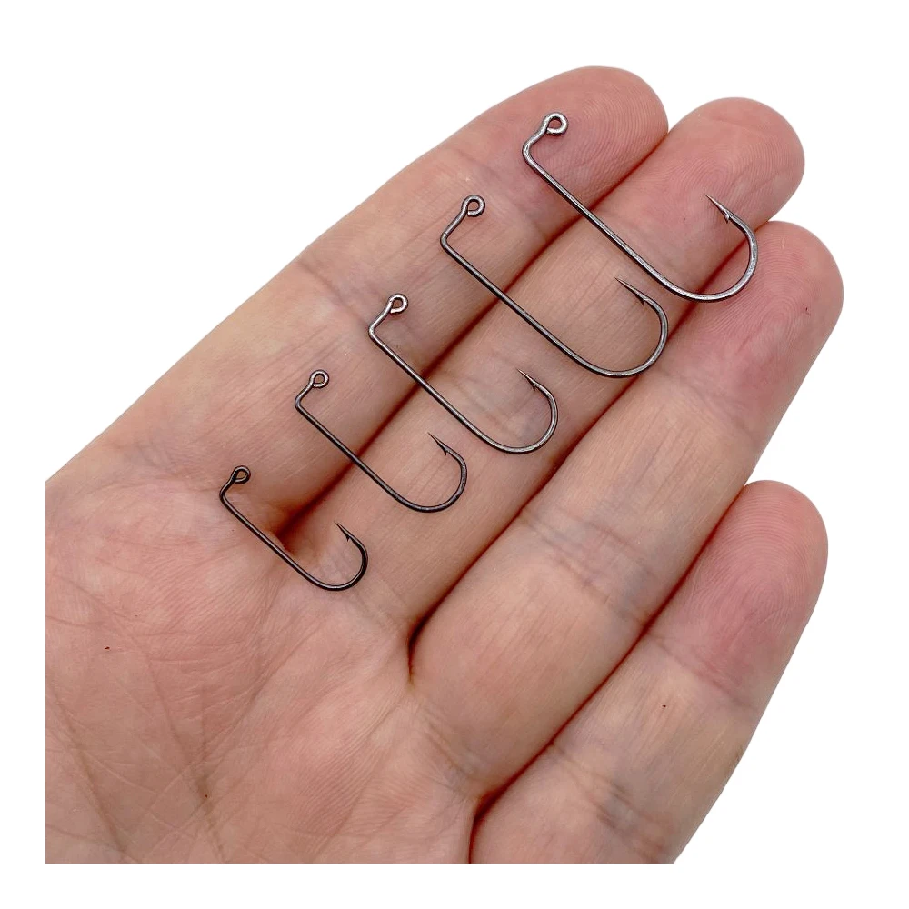 50 Uds. Gancho de plomo de acero rico en carbono, lengüeta plana para juego, gancho de ángulo recto, banda de manivela Luya, accesorios de montaje, aparejos de pesca - imagen 3