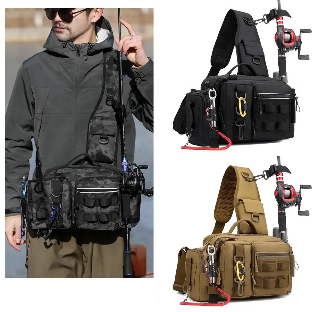 Bolsa de almacenamiento de aparejos de pesca impermeable, mochila de pesca con 12 compartimentos, bolsa de viaje con múltiples bolsillos de gran capacidad