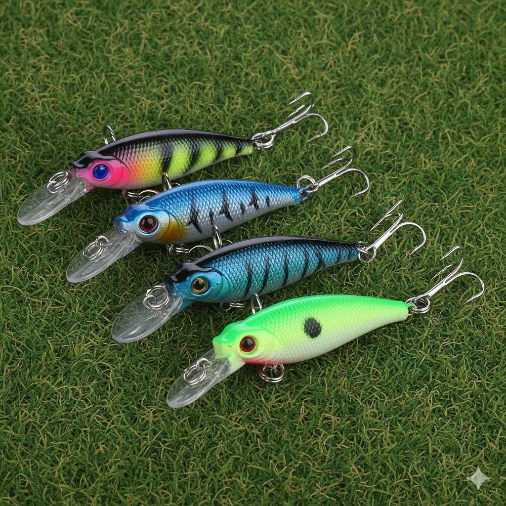 4 Uds 6,5 cm 5g señuelo de pesca Crankbait cebo duro Artificial Wobbler con 8 #   Ganchos para lubina, luccio, perca, aparejos de agua dulce y salada