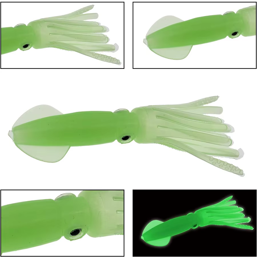 Señuelos Swimbait luminosos de vinilo – Cebo de calamar para lubina y trucha - imagen 5