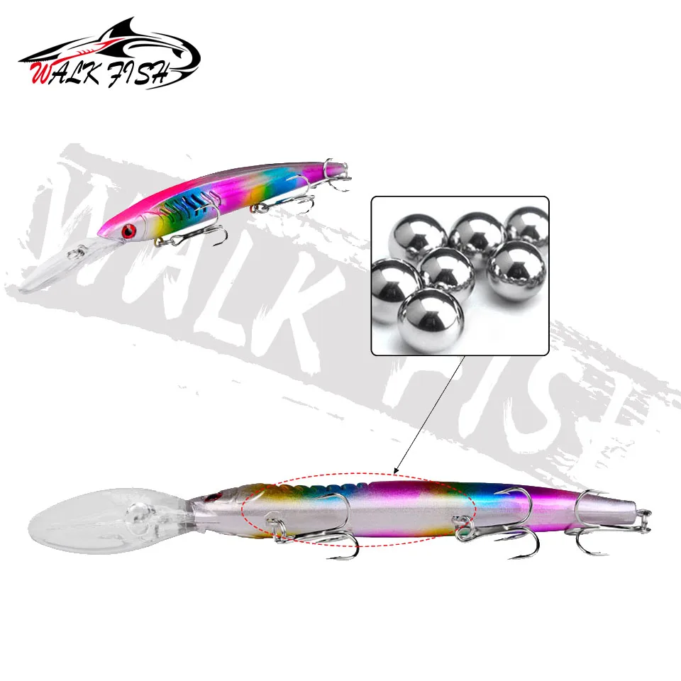 WALK pescado Artificial-Cebo duro para pesca de Lucio, señuelo de pececillo negro de 152mm, 12g con gancho 6 #, Wobbler, equipo de pesca de carpa, Crankbait - imagen 5