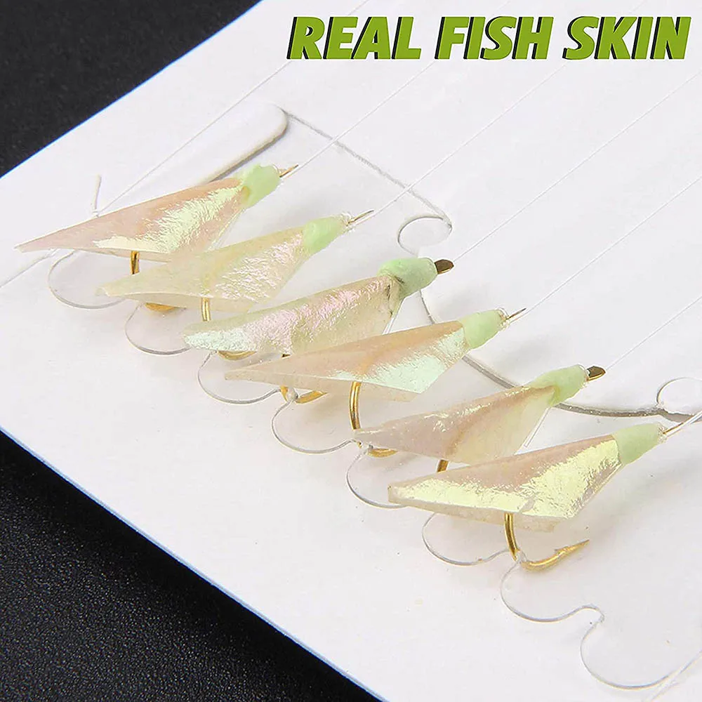 100/200 paquetes de señuelos de pesca de agua salada, aparejos de cebo vivo, cuentas luminosas, gancho de cuerda, piel de pez Real, caballa, peces pequeños, aparejos de pesca de mar - imagen 4