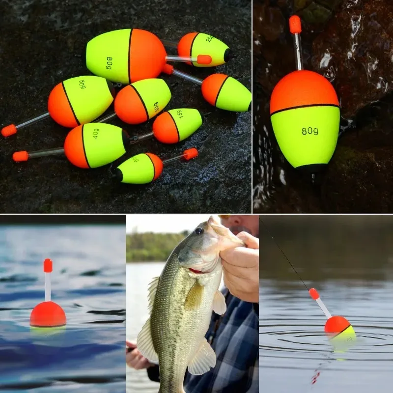 Flotadores nocturnos de pesca luminosos EVA, palo ligero de espuma de plástico Bobber para pesca en roca de mar, accesorios flotadores llamativos, 10-100g, 5 uds. - imagen 3