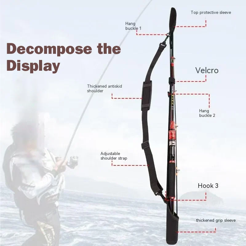 OUTKIT-bolsa de almacenamiento para caña de pescar, cinturón de hombro ajustable para caña de pescar, cinturón Protector de caña de pescar portátil, carrete, accesorios de pesca - imagen 2