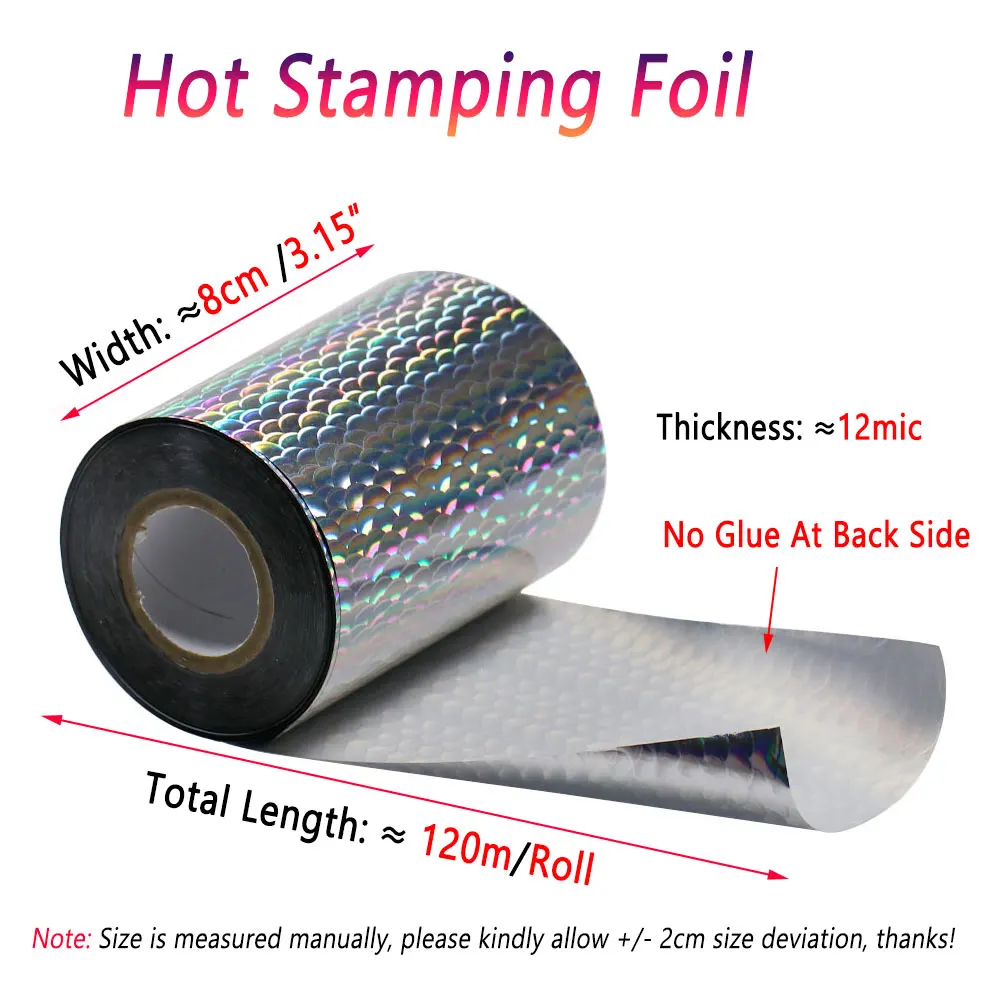 Bimoo-rollo de papel holográfico para señuelo de pesca, lámina de estampado en caliente de 8cm de ancho, 120 m/rollo - imagen 2