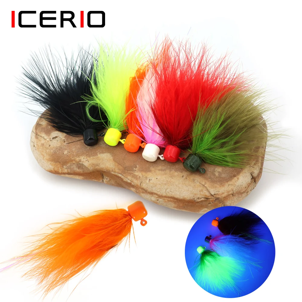 ICERIO 5,8g marabú Jigs Bucktail Señuelos de Pesca gallo Hackle mosca de agua salada para trucha, tipo de pez, walleye y señuelo de pesca de lubina - imagen 2